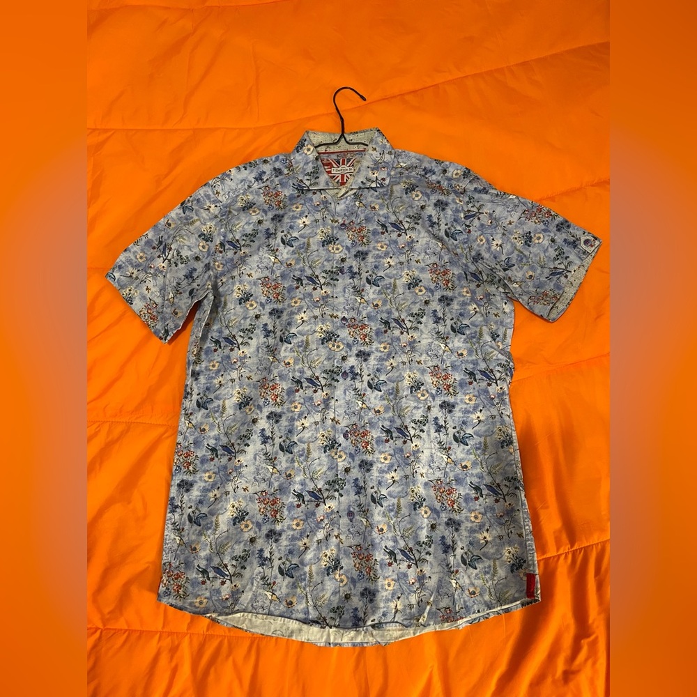 Floral Blue Short Sleeve Shirt